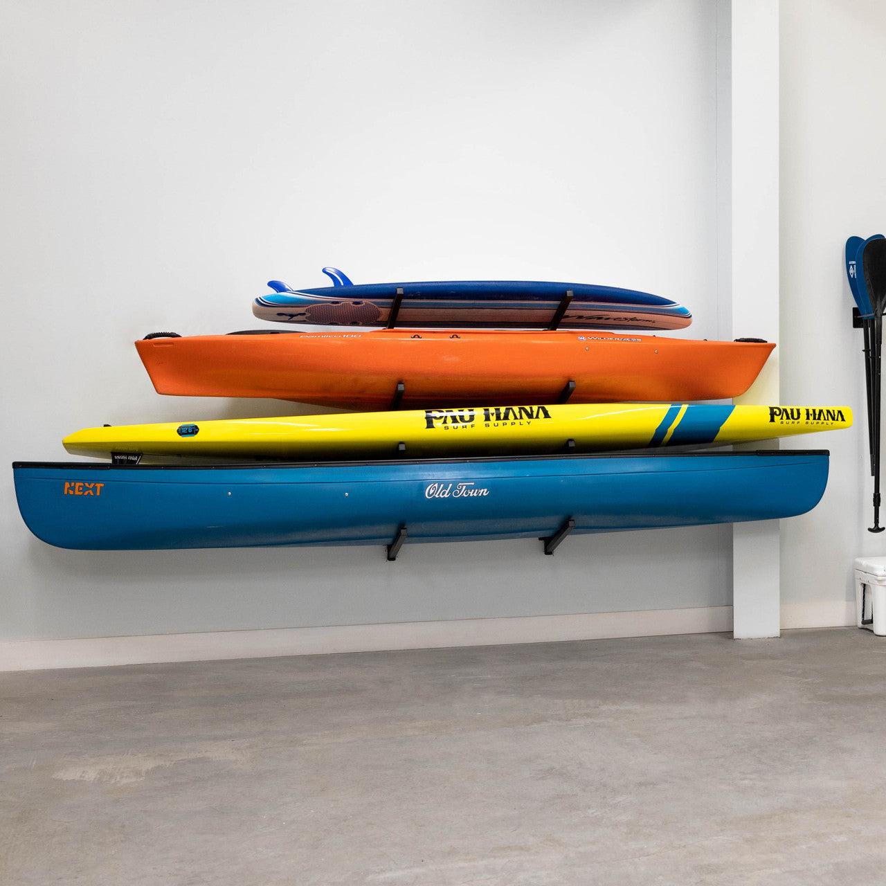 Indoor-Outdoor Kayak Wall Mount  4 Kayak Rack Organizer – StoreYourBoard