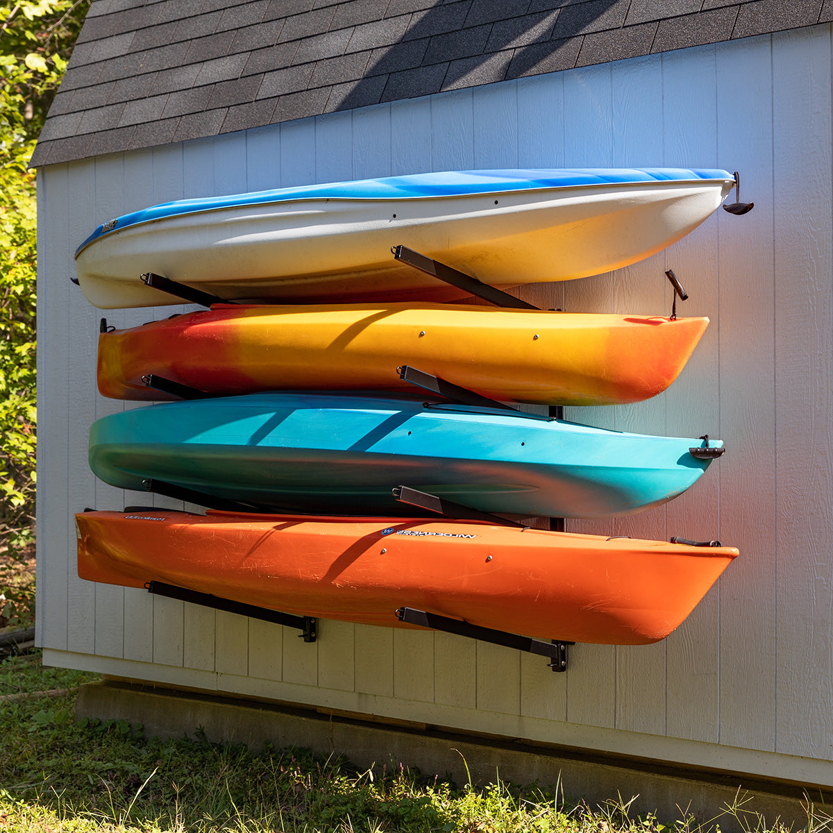 Outdoor Kayak Storage Rack, Wall Mount, Holds up to 4 Kayaks
