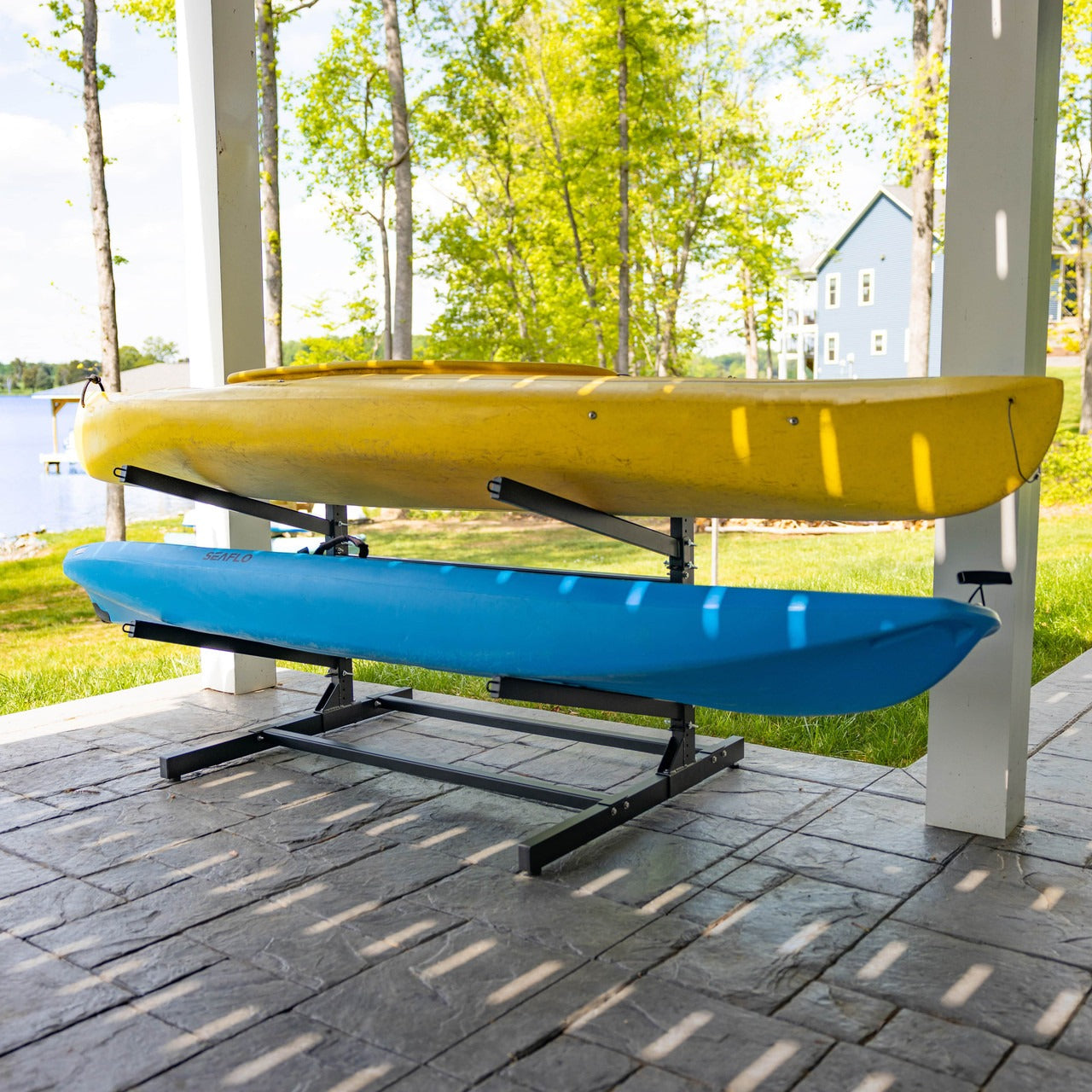Outdoor kayak storage racks