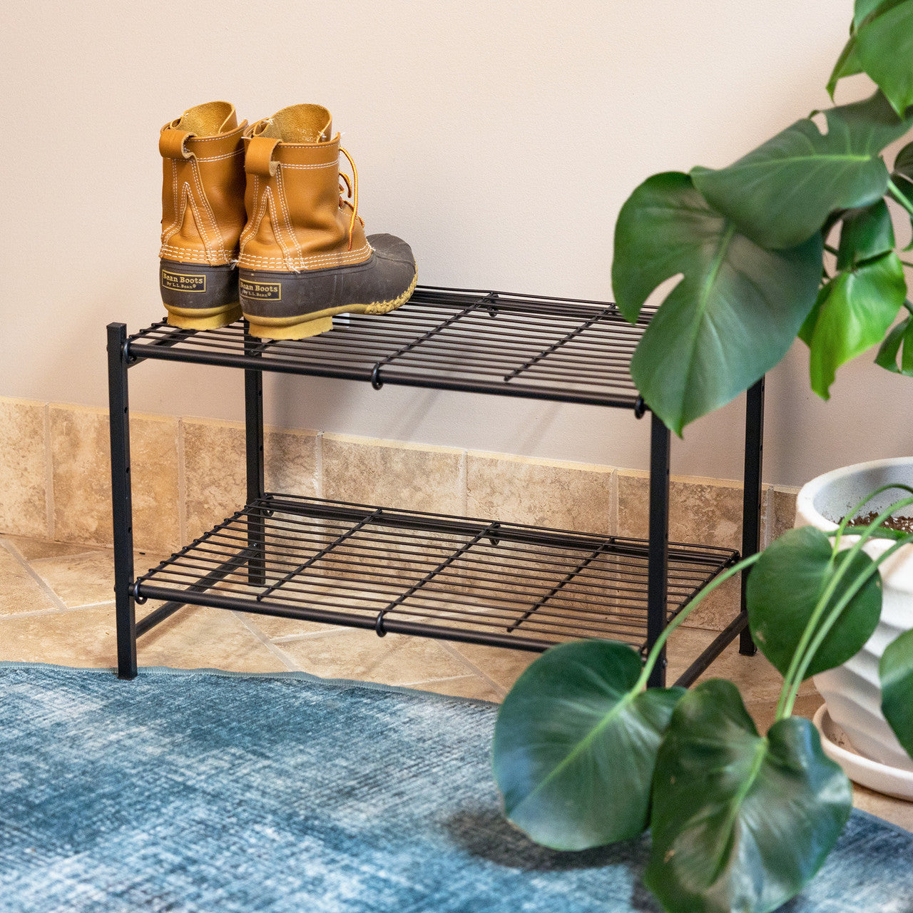 Squared Away™ 3-Tier Perforated Metal Shoe Rack