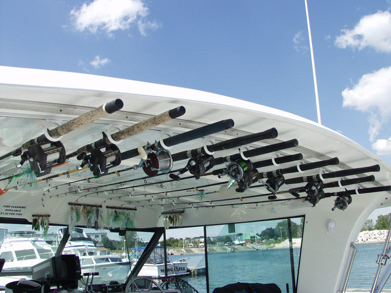 Vertical Fishing Rod Holder Wall Mount for Garage boat mounted Fishing  6-Rod Rack Storage Organizer