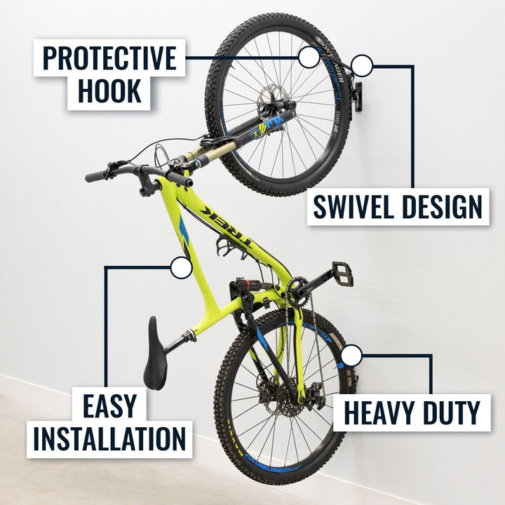 Swivel Mount Bike Storage Rack | Garage Wall Hook | Deep Water