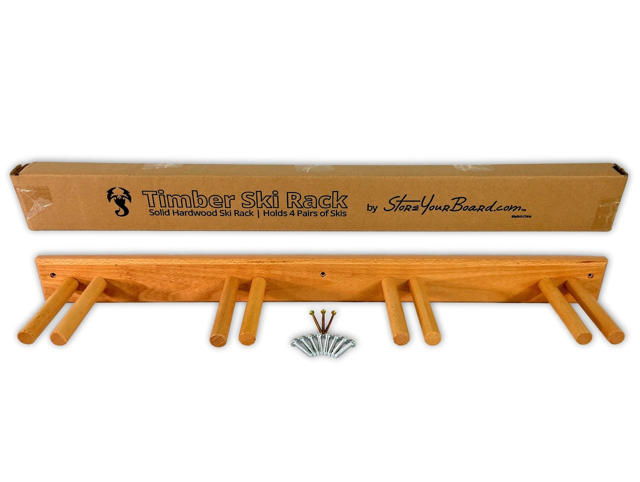 light wood ski storage rack