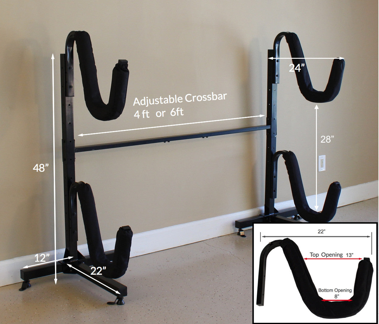indoor outdoor stand for 2 kayaks