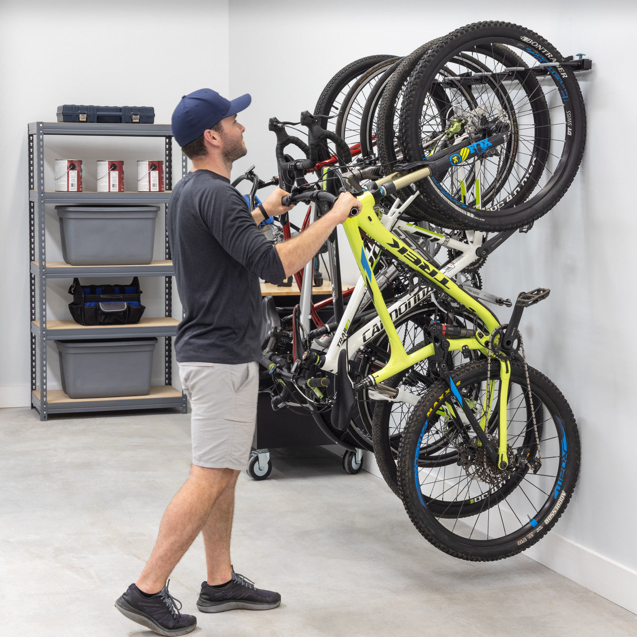 Storeyourboard omni bike storage shop rack holds 5 bicycles