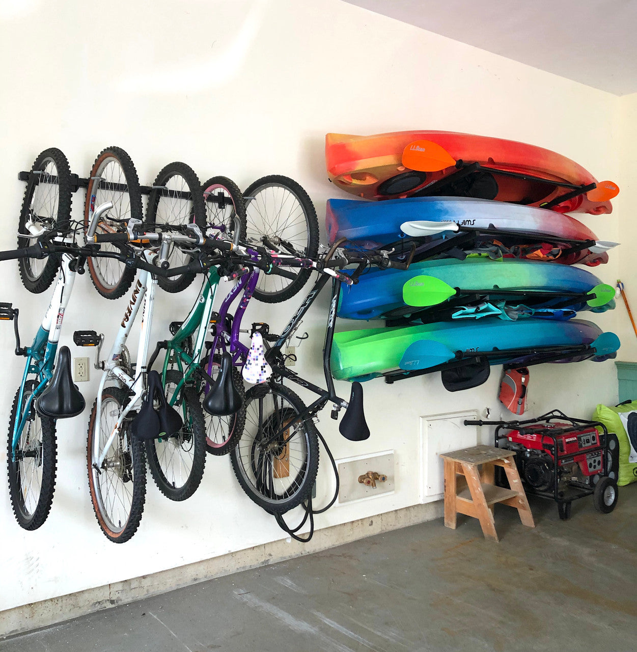 4 Kayak Wall Storage Rack | Holds up to 400 lbs | Indoor Organizer ...