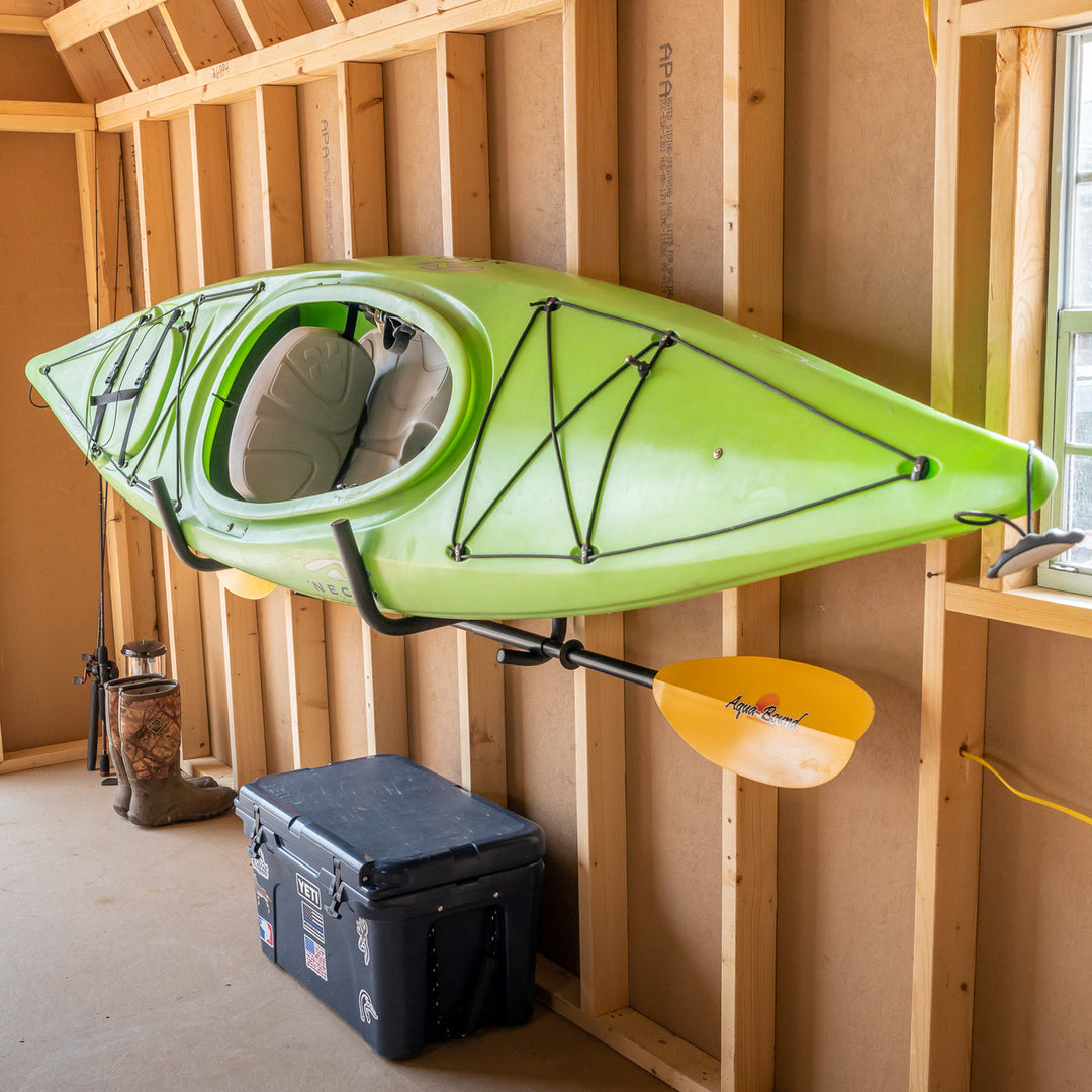 StoreYourBoard Kayak Wall Mount, Indoor & Outdoor, Rack with Paddle Hanger