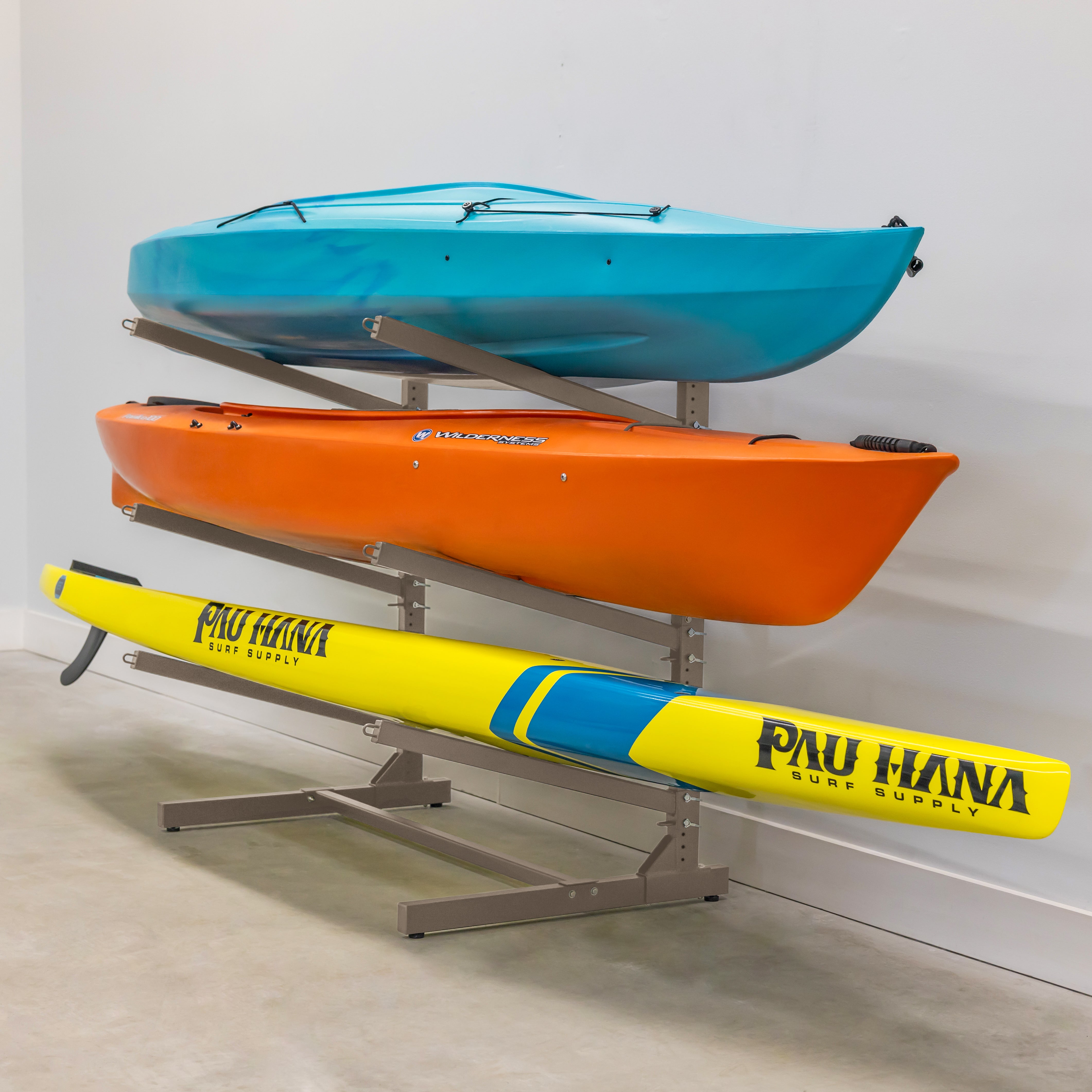 garage and outdoor kayak rack for paddle boards and kayaks