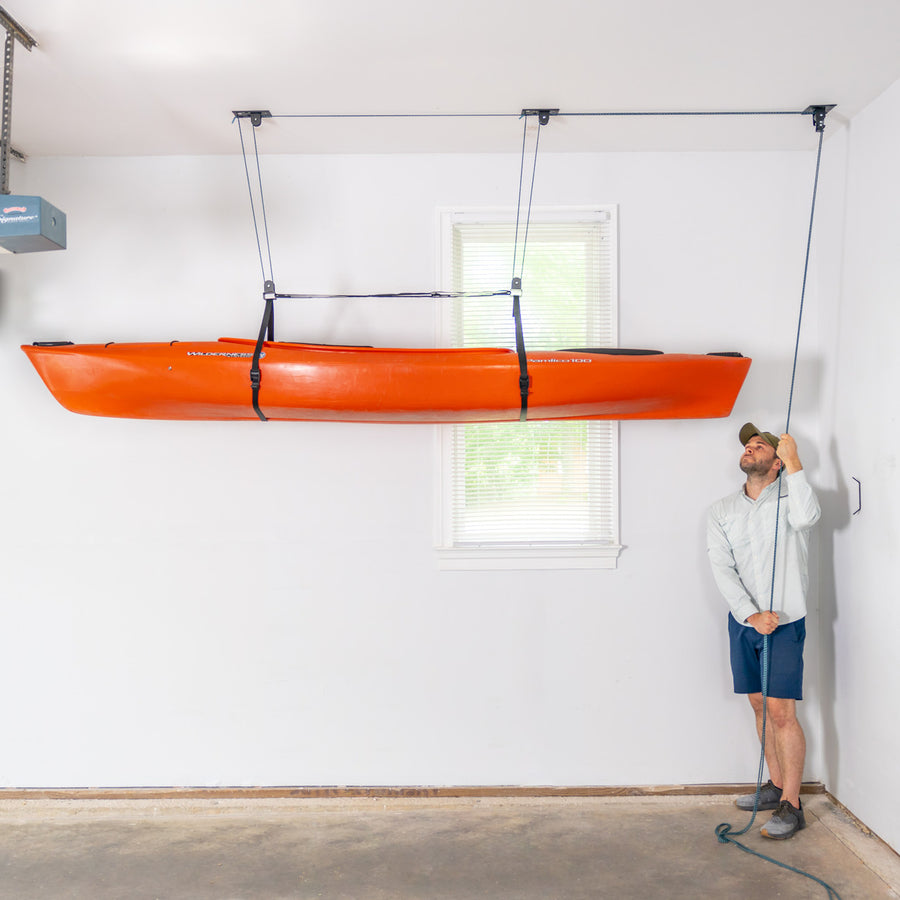 Teal Triangle Elite Kayak Pulley System Ceiling Storage StoreYourBoard