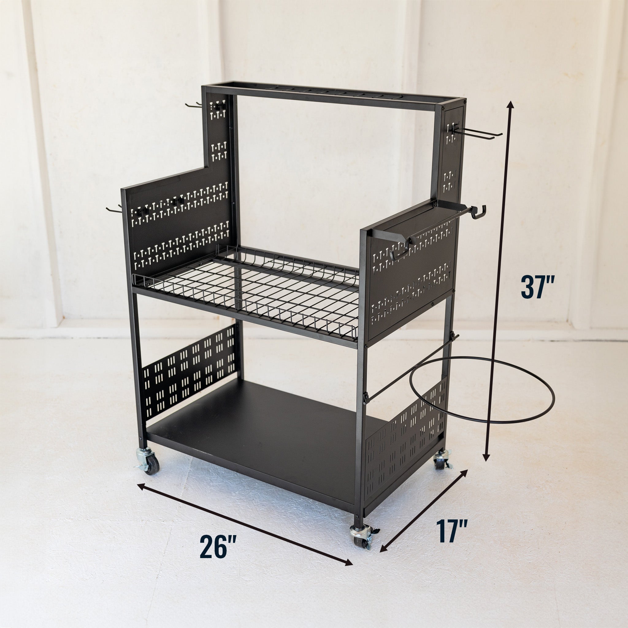 The Everything Utility Cart with Pegboard & Bucket Rack