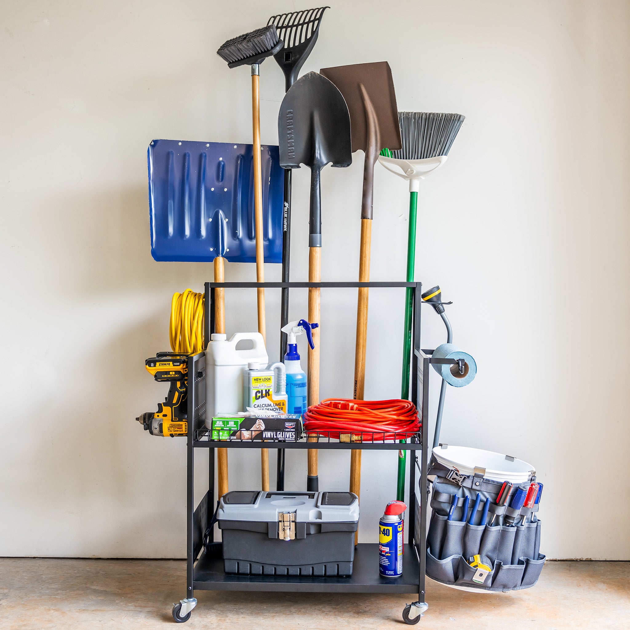 The Everything Utility Cart with Pegboard & Bucket Rack