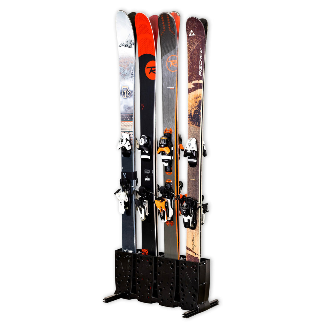 StoreYourBoard Support à skis en bois, 4 paires de rangement pour skis,  système de montage en bois pour la maison et le garage, bois (Naturel)