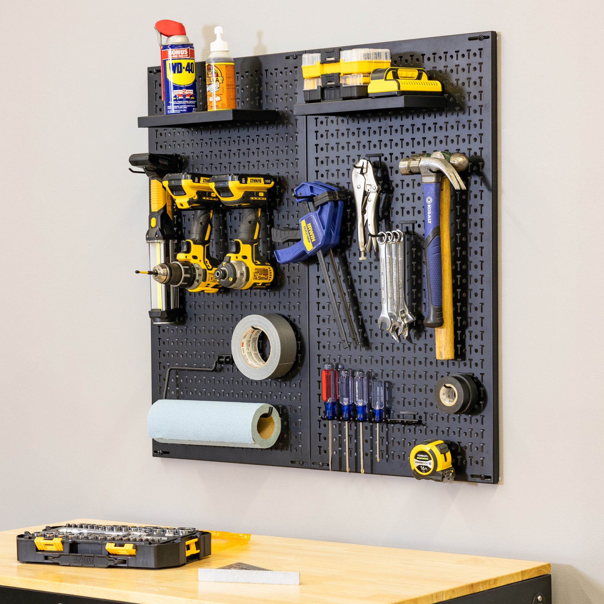 Folding Workbench and Pegboard Workshop Set