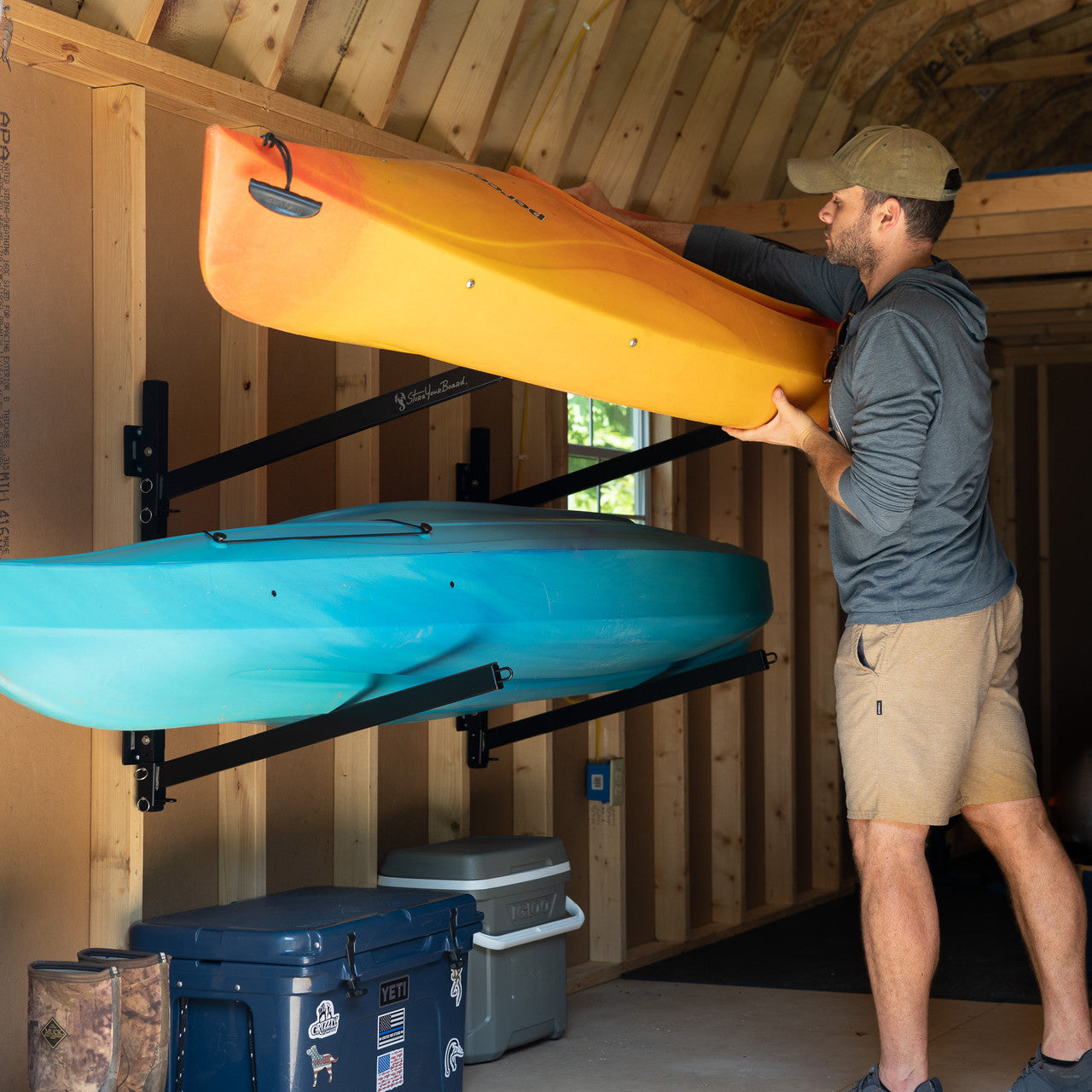 Wall Mounted Kayak Storage Rack | Indoor | 2 Levels | Adjustable ...