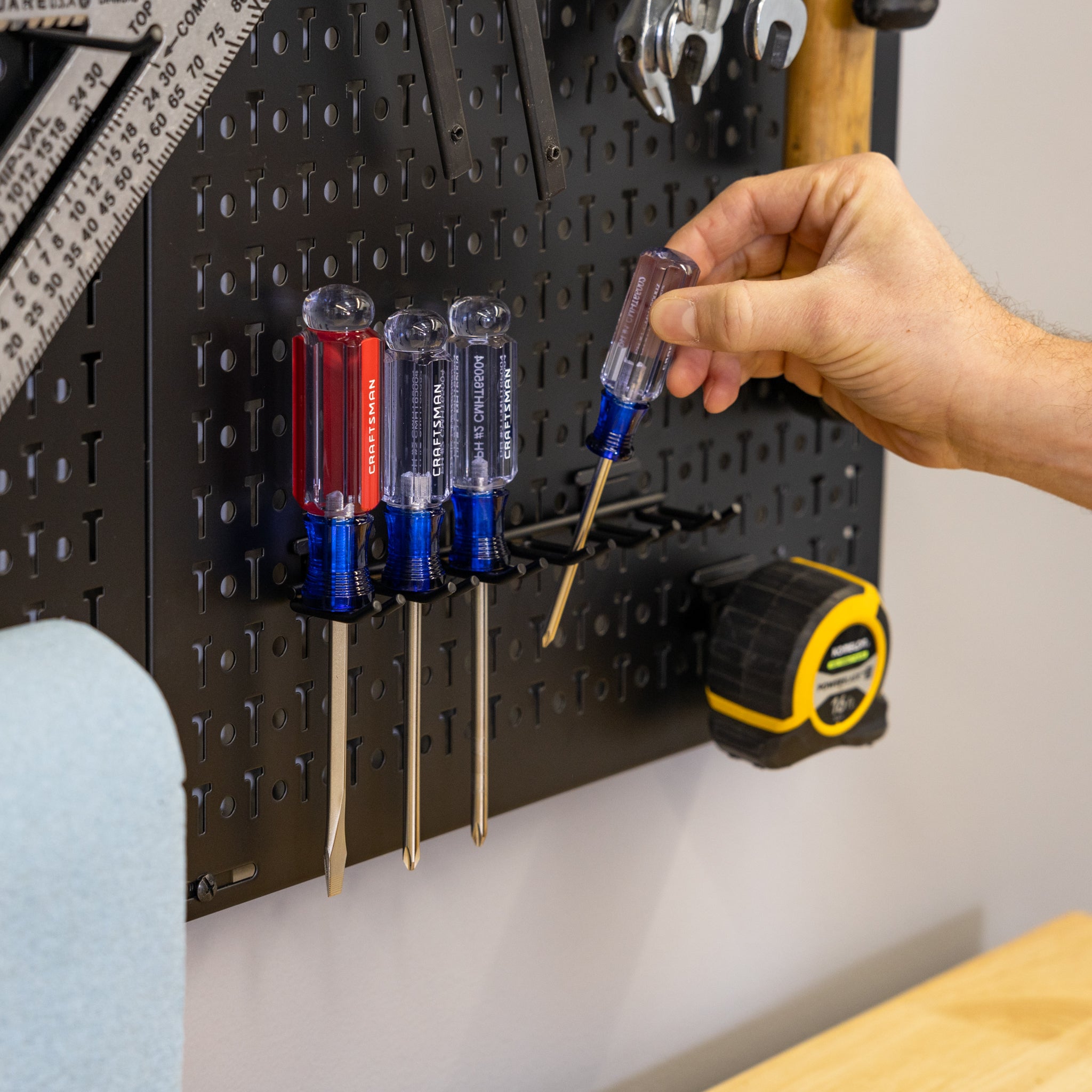 34" x 32" Pristine Pegboard | 13 Attachments