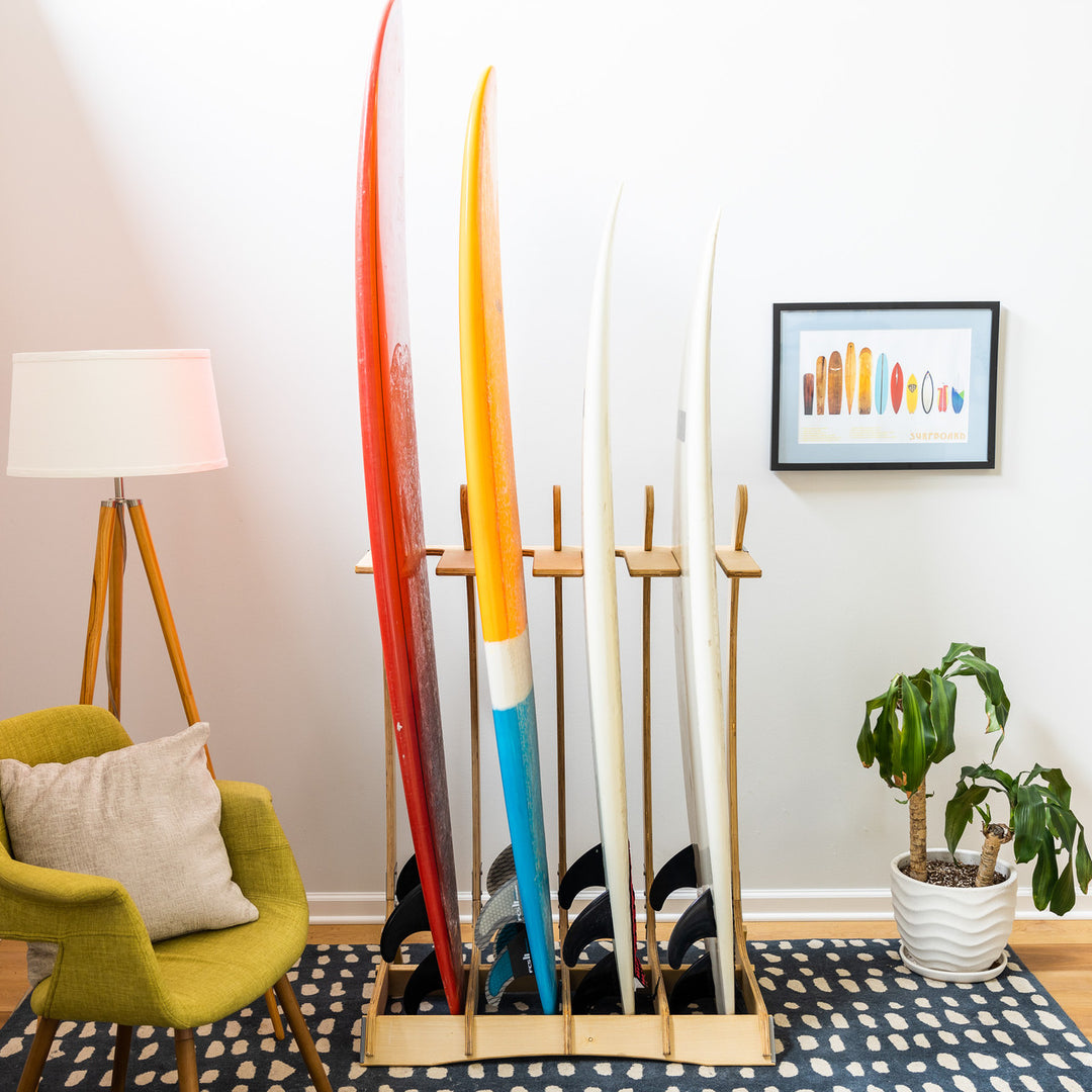 Freestanding Surf Rack  Wooden Surfboard Display Stand – StoreYourBoard