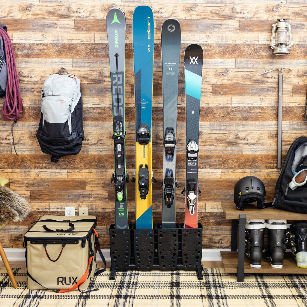 StoreYourBoard Support à skis en bois, 4 paires de rangement pour skis,  système de montage en bois pour la maison et le garage, bois (Naturel)