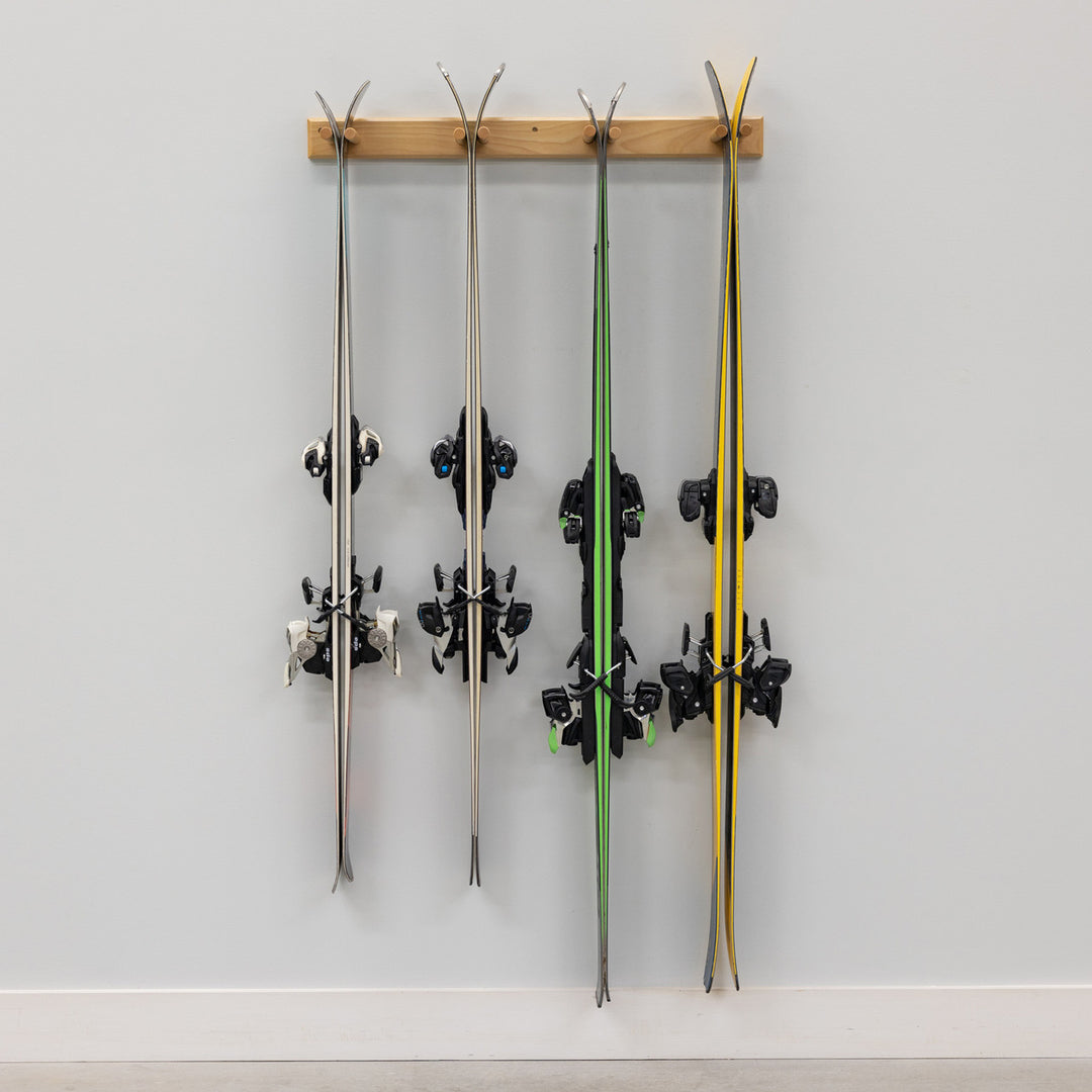 indoor wooden ski wall rack