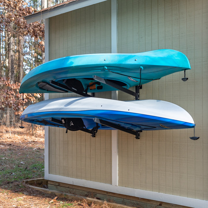 Outdoor Kayak Storage Rack | 2 Level Adjustable Wall Mount