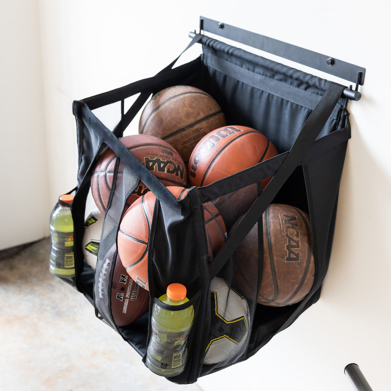 Wall Mounted Basketball Storage Rack, Ball Holder Bin for Garage Wall ...
