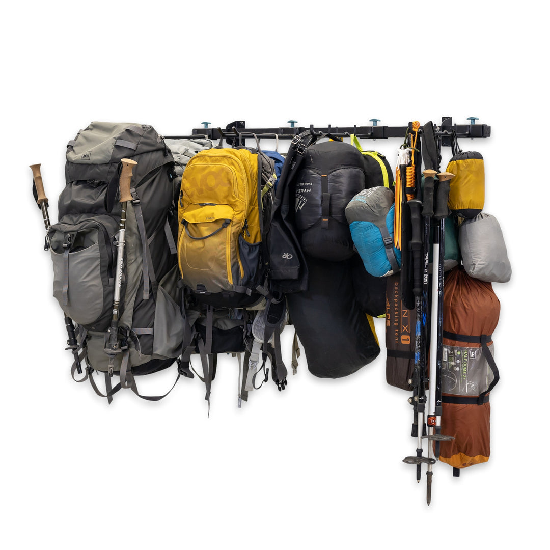 hiking and camping gear storage