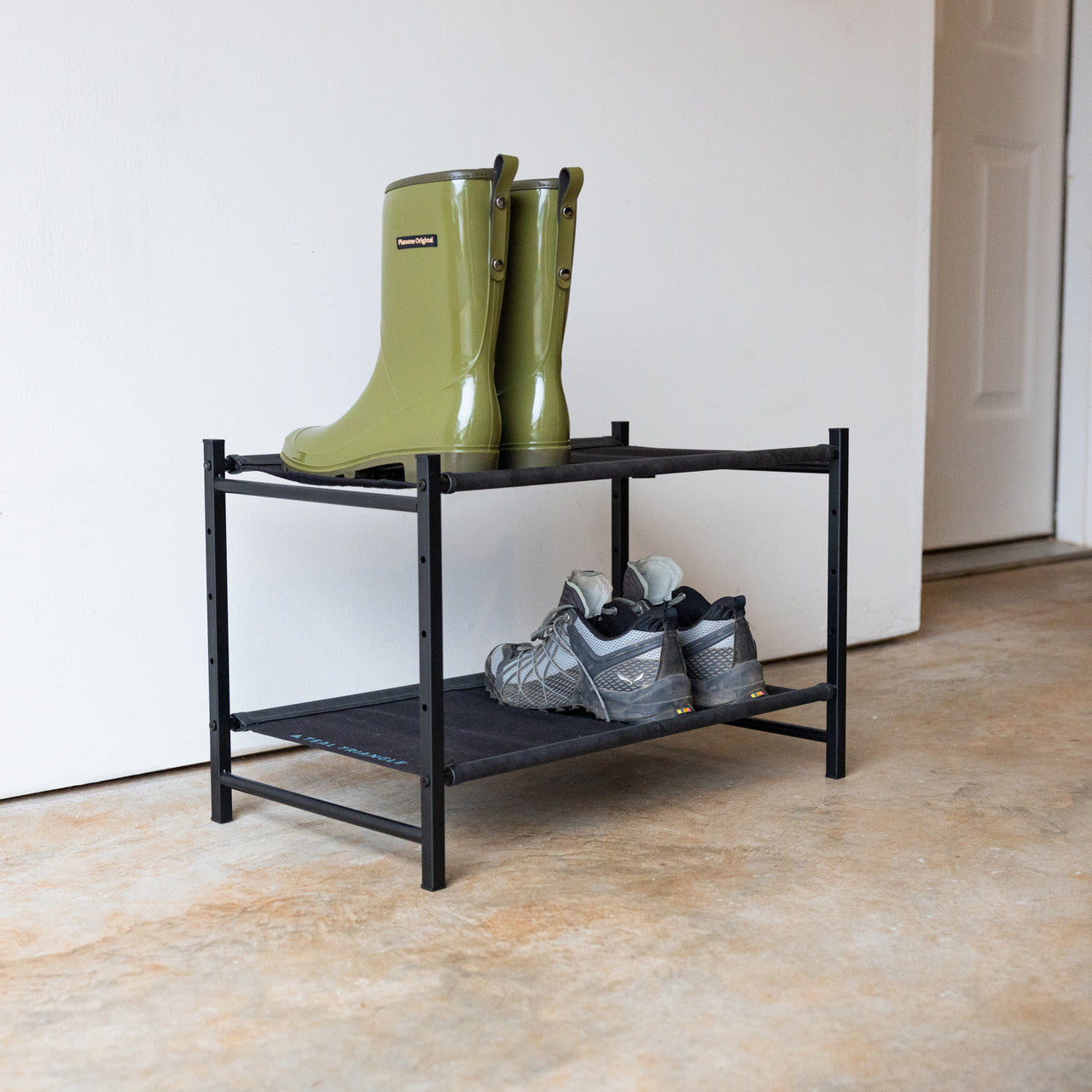 garage shoe rack canvas and wire