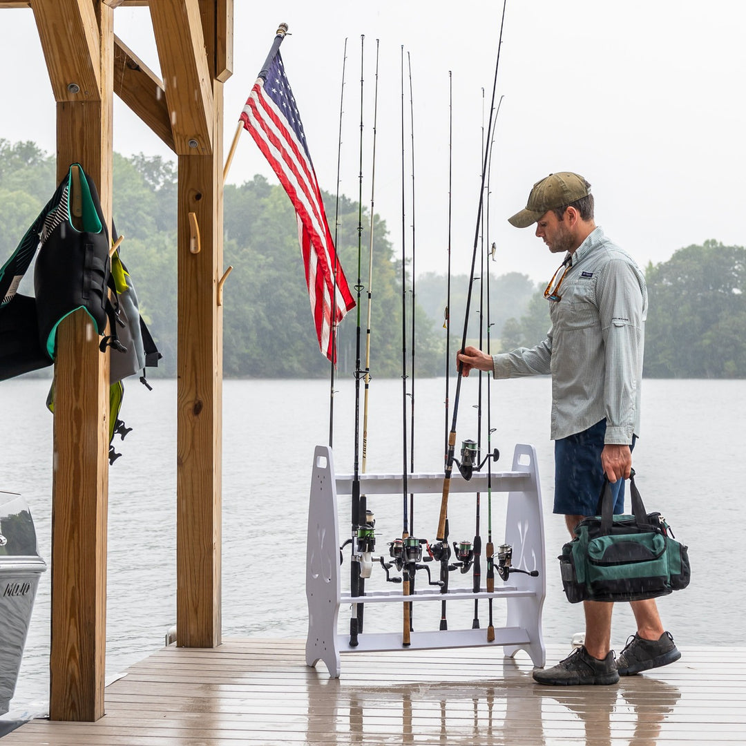 16 Fishing Rod Holder Storage Rack Fishing Pole Stand Garage Organizer  Holds