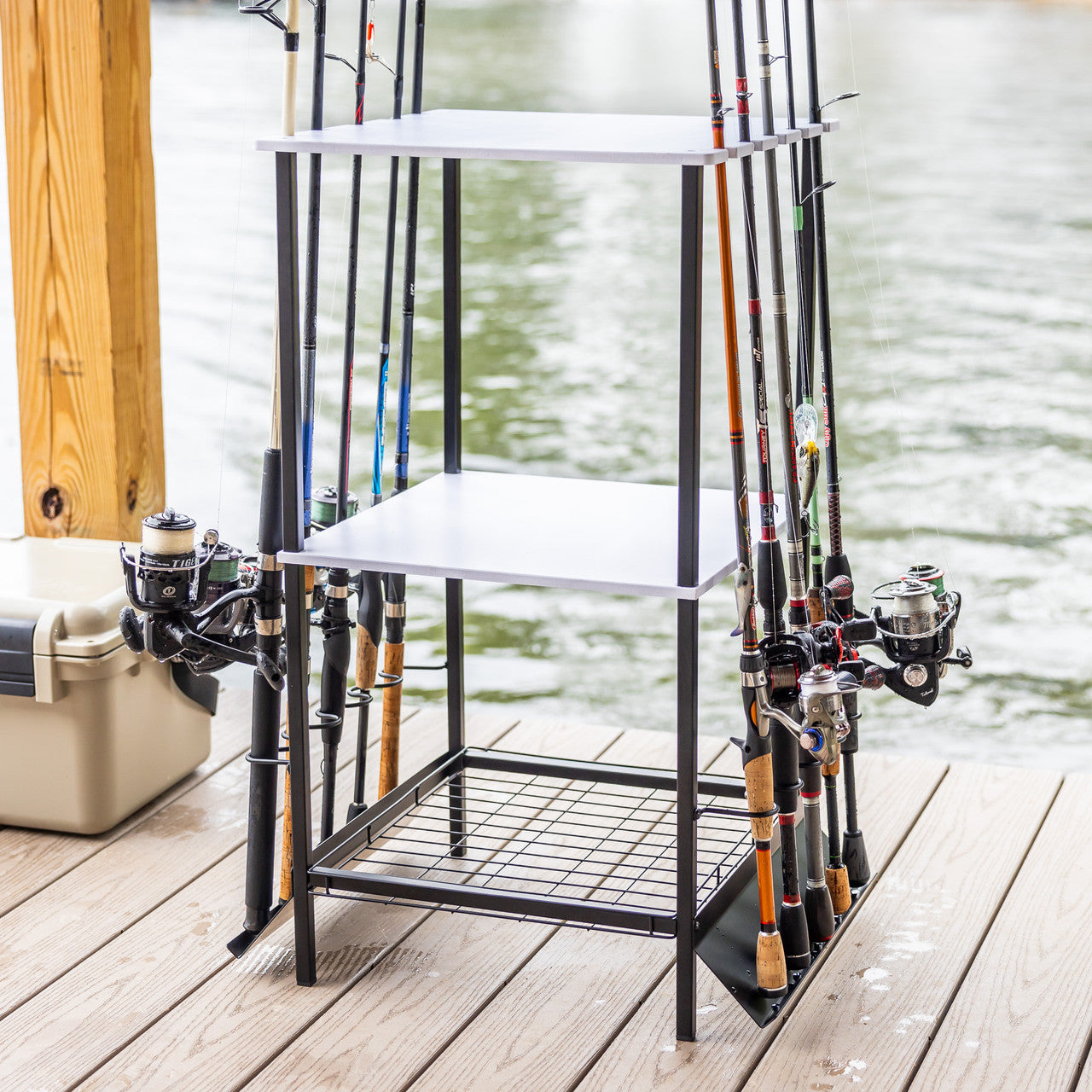 16 Fishing Rod Holder Storage Rack Fishing Pole Stand Garage Organizer  Holds
