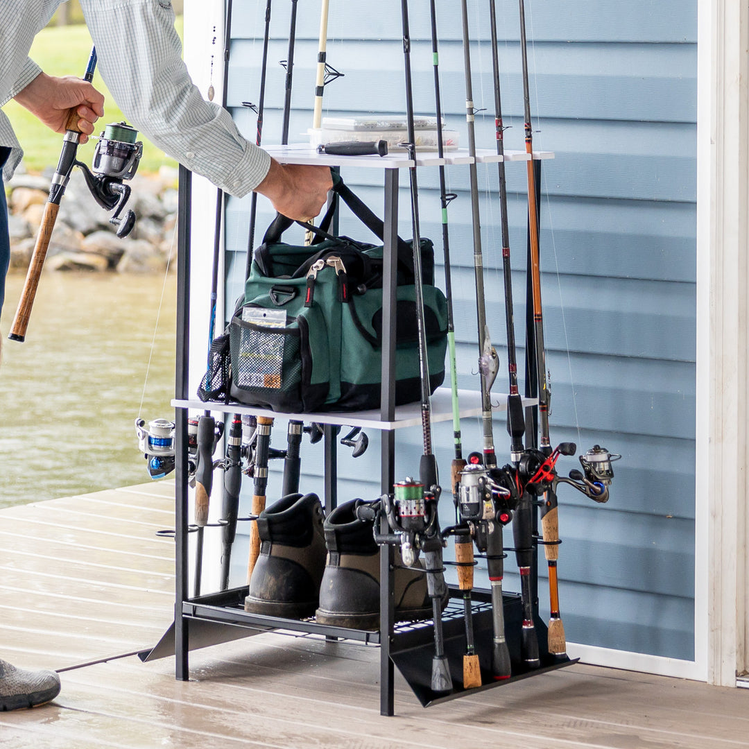 Fishing Rod Rack Stand Storage Holder 24 Slots Fishing Rod Pole