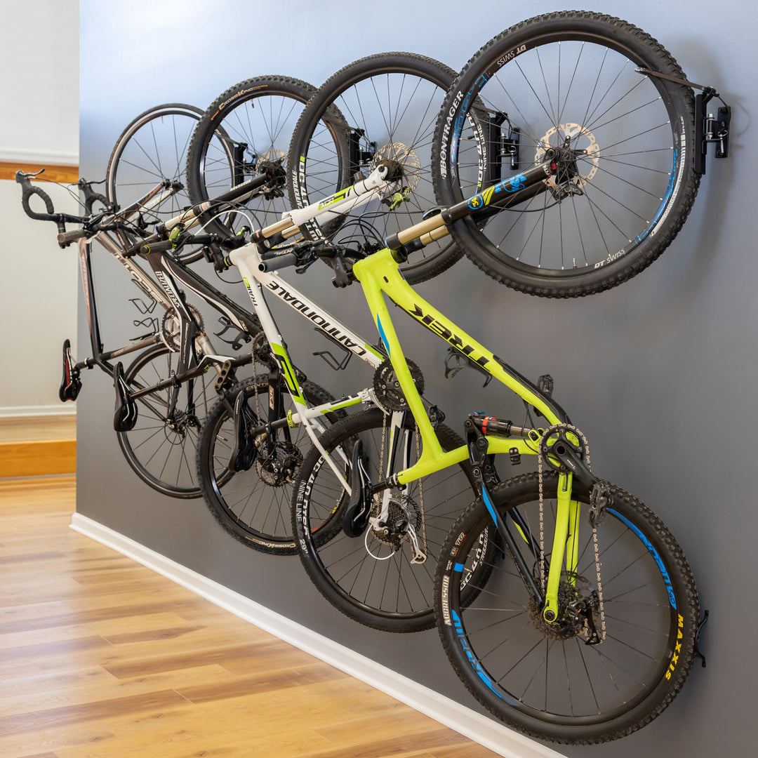 Swivel Mount Bike Storage Rack | 4 Bicycle | Garage Wall Hook ...