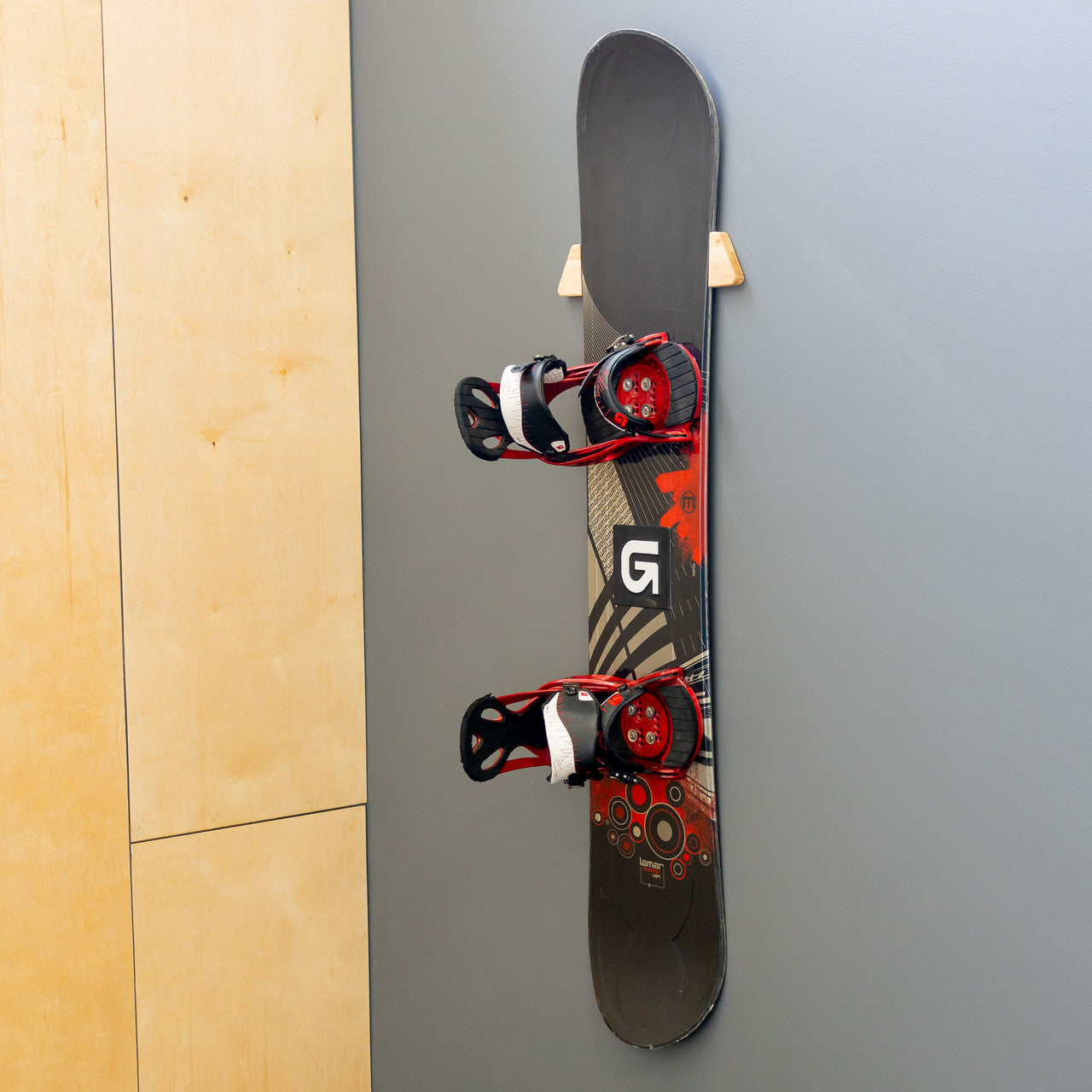 Minimalist Wood Snowboard Rack Wall Display Mount StoreYourBoard