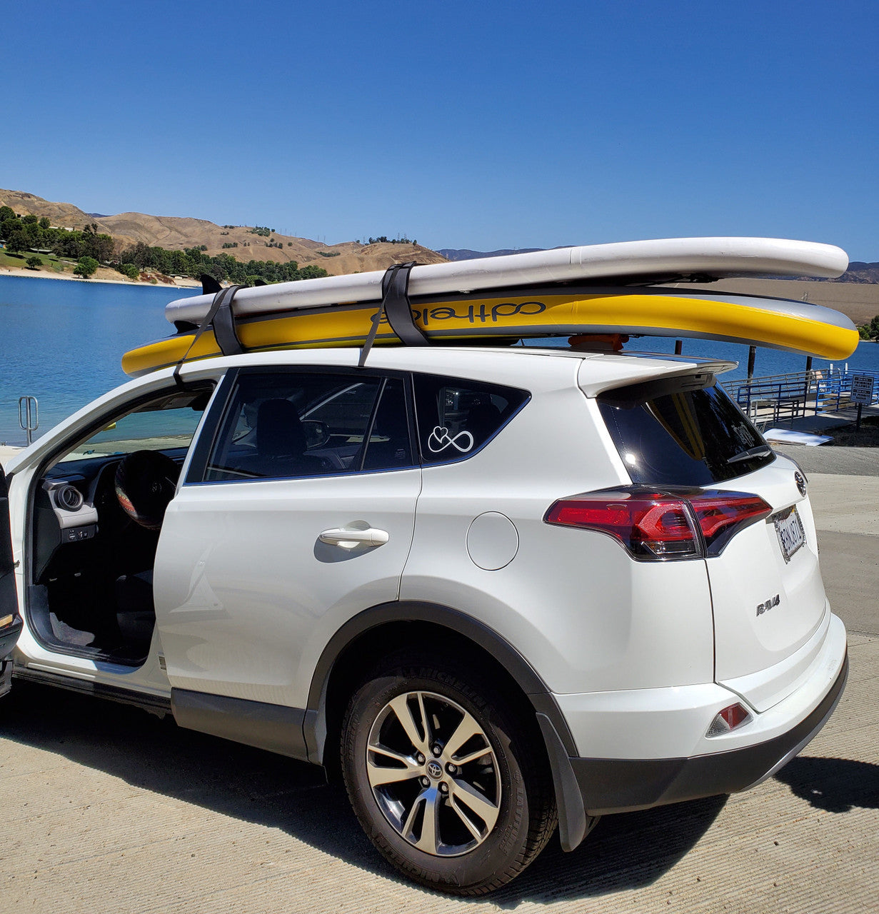 Roof rack for paddleboard store and kayak