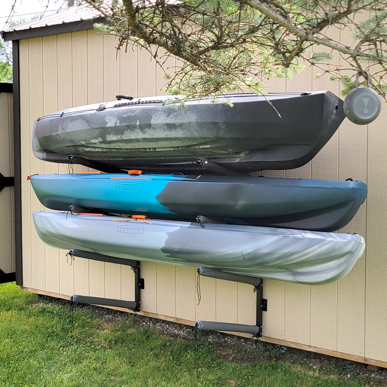 Outdoor Kayak Storage Rack | Wall Mount | Holds up to 4 Kayaks
