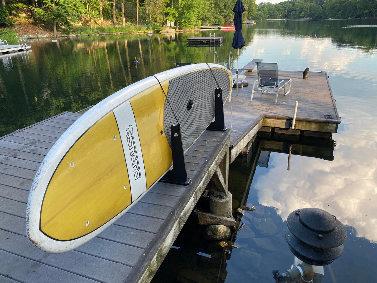 paddleboards on dock