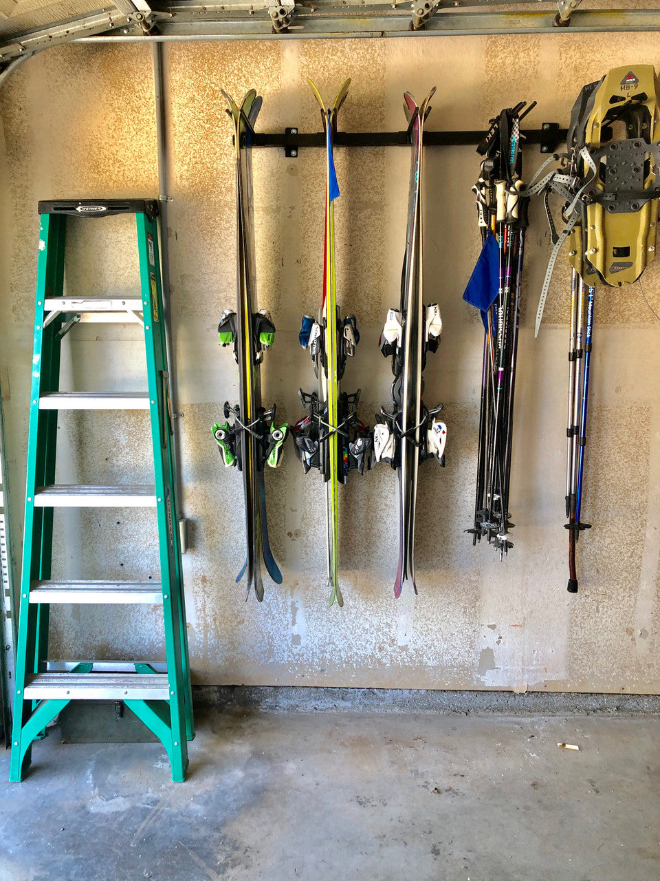 how to hang skis on garage wall