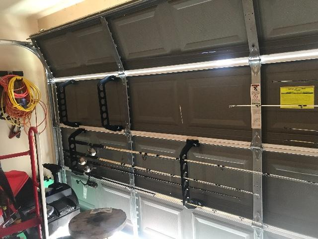 fly rod storage rack for garage door
