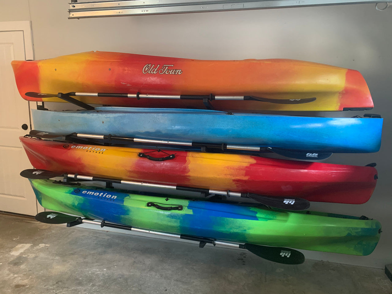 4 Kayak Wall Storage Rack | Holds up to 400 lbs | Indoor Organizer ...