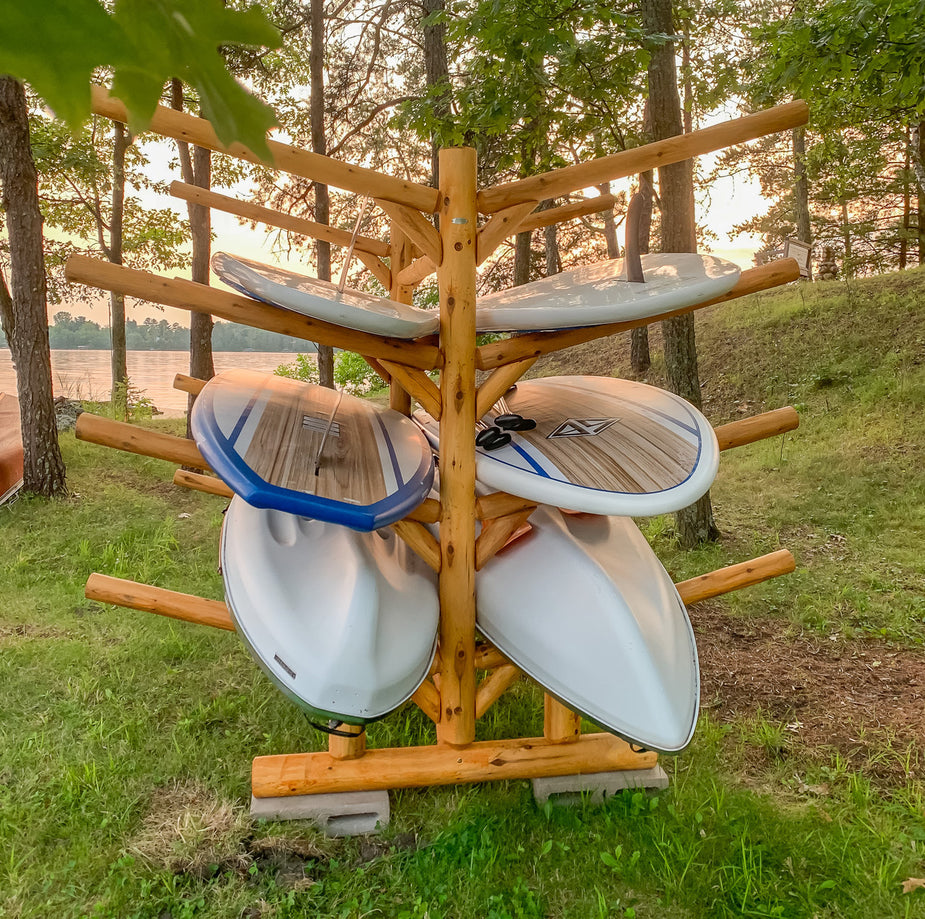 8 SUP and Kayak Storage Rack | Freestanding Log Rack | Natural Finish ...