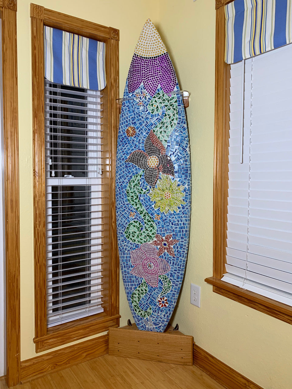 tiled surfboard wall art mount