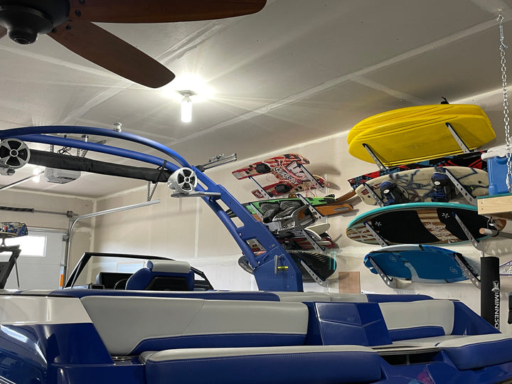 how to hang wakeboards on wall