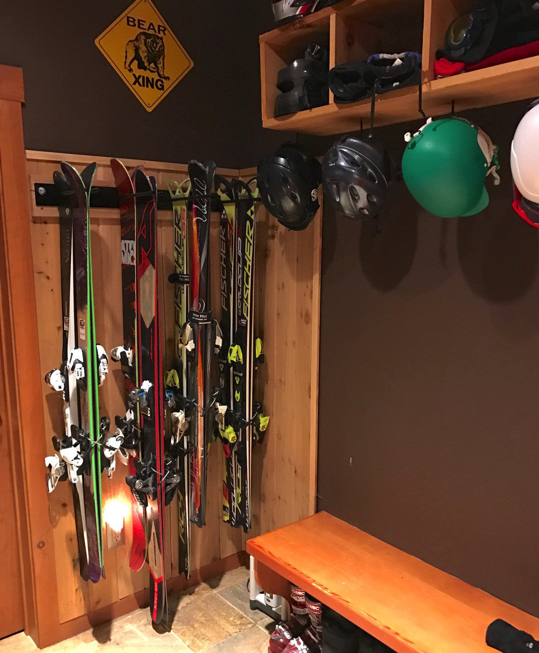 family ski rack for home storage