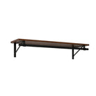 Wood shelf with black steel brackets and 38 in clothes rail; supports up to 100 lbs
