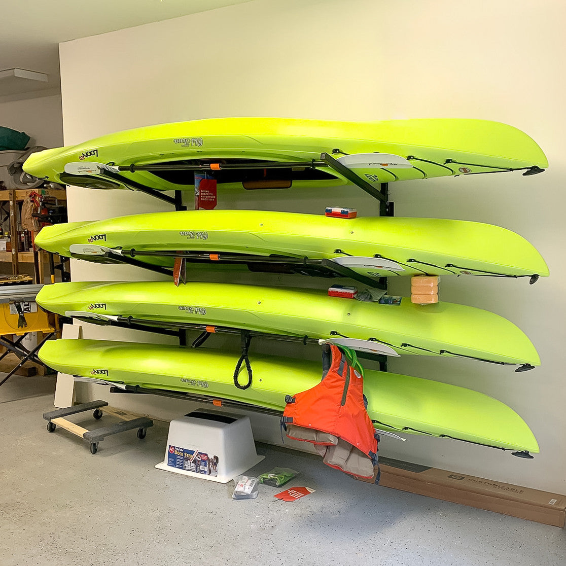 StoreYourBoard 4 Kayak Wall Storage Rack Indoor Garage Organizer