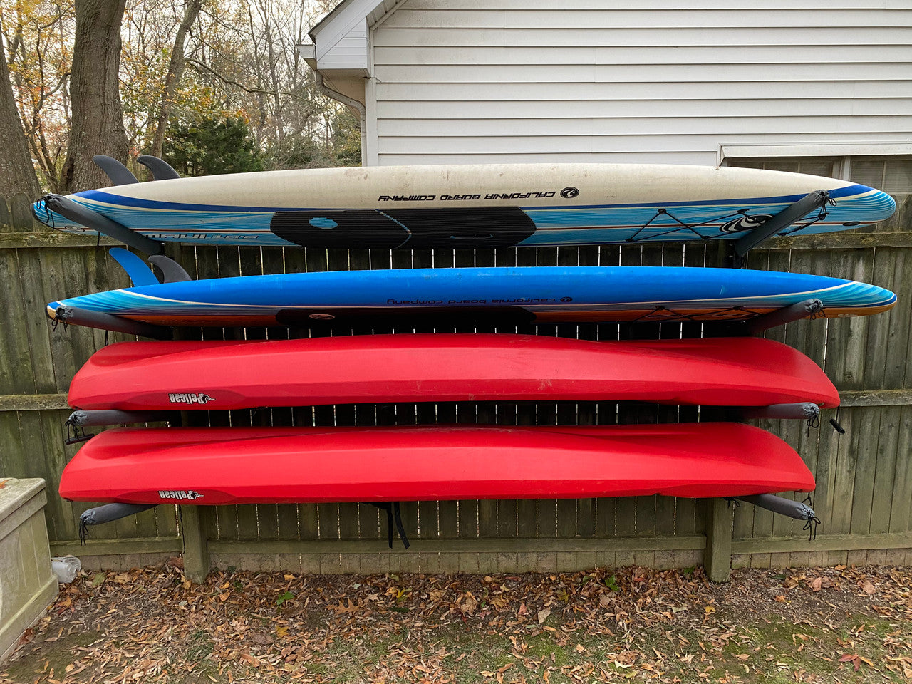Outdoor Kayak Storage Rack | 4 Level Adjustable Wall Mount