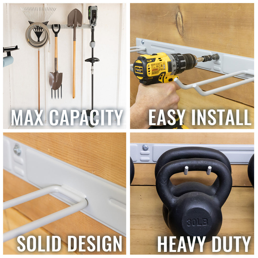 Shovel Holder Wall Mount, Lawn Tool Organizer Garage, Gray Steel ...
