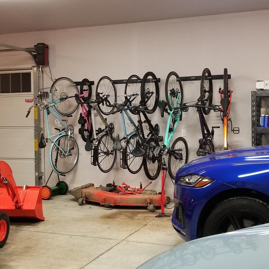 TheLAShop Bike Rack Garage Storage 8 Bike Hooks 3 Rails Wall Mount –