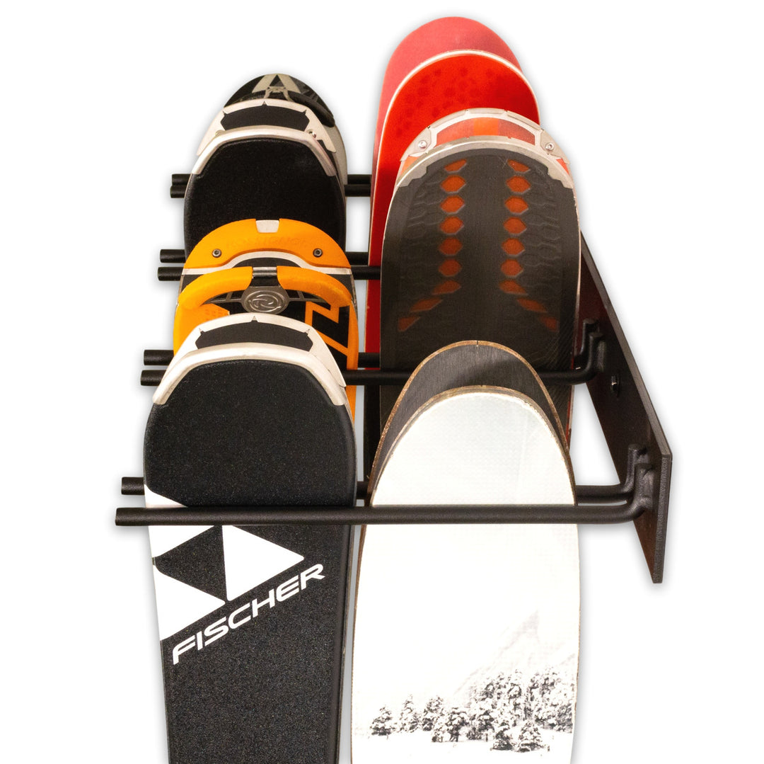wall storage organizer for 8 pairs of skis