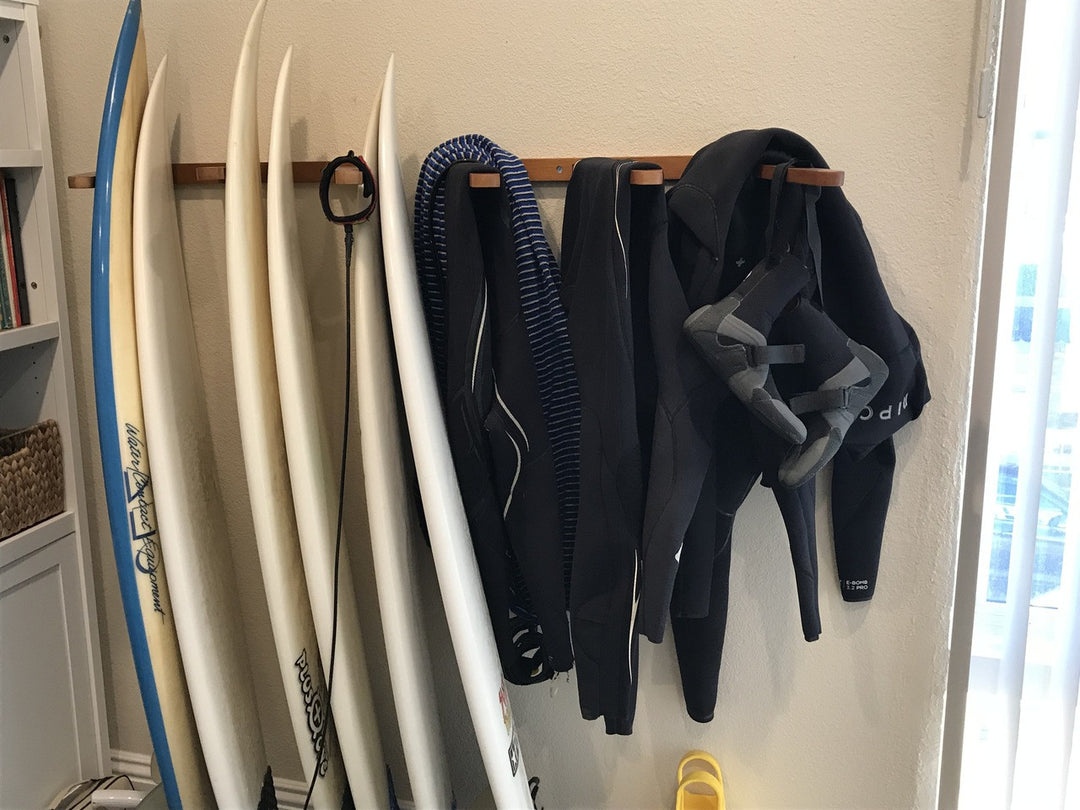 surfboard and wetsuit wall hanger