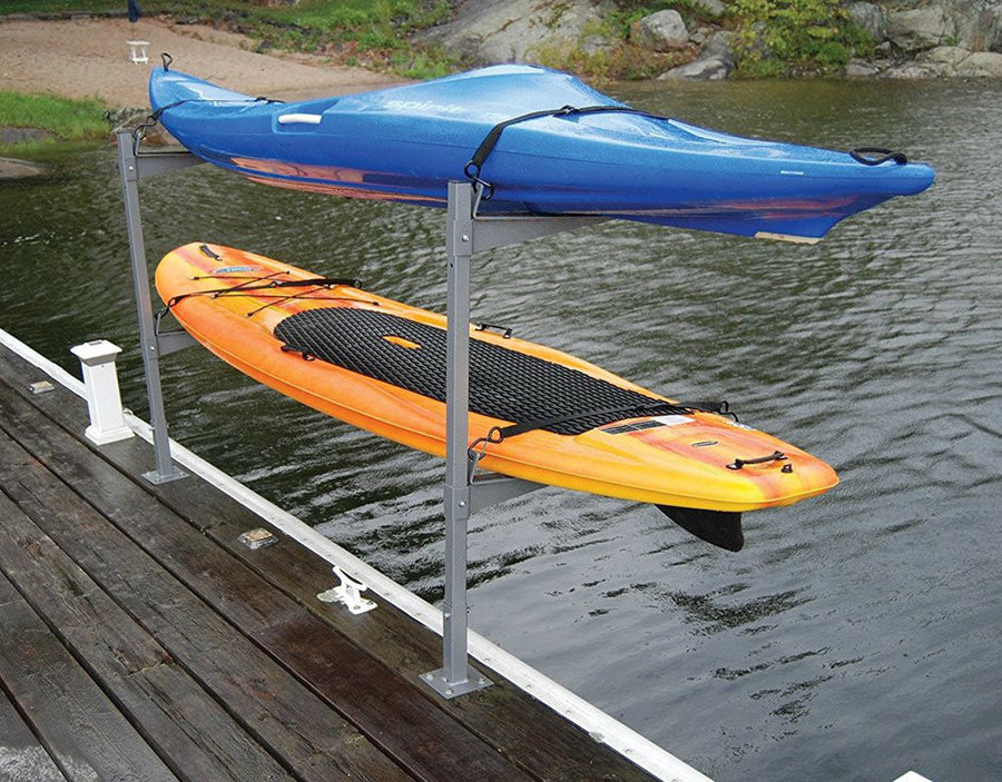 outdoor dock storage for 2 sups and kayaks