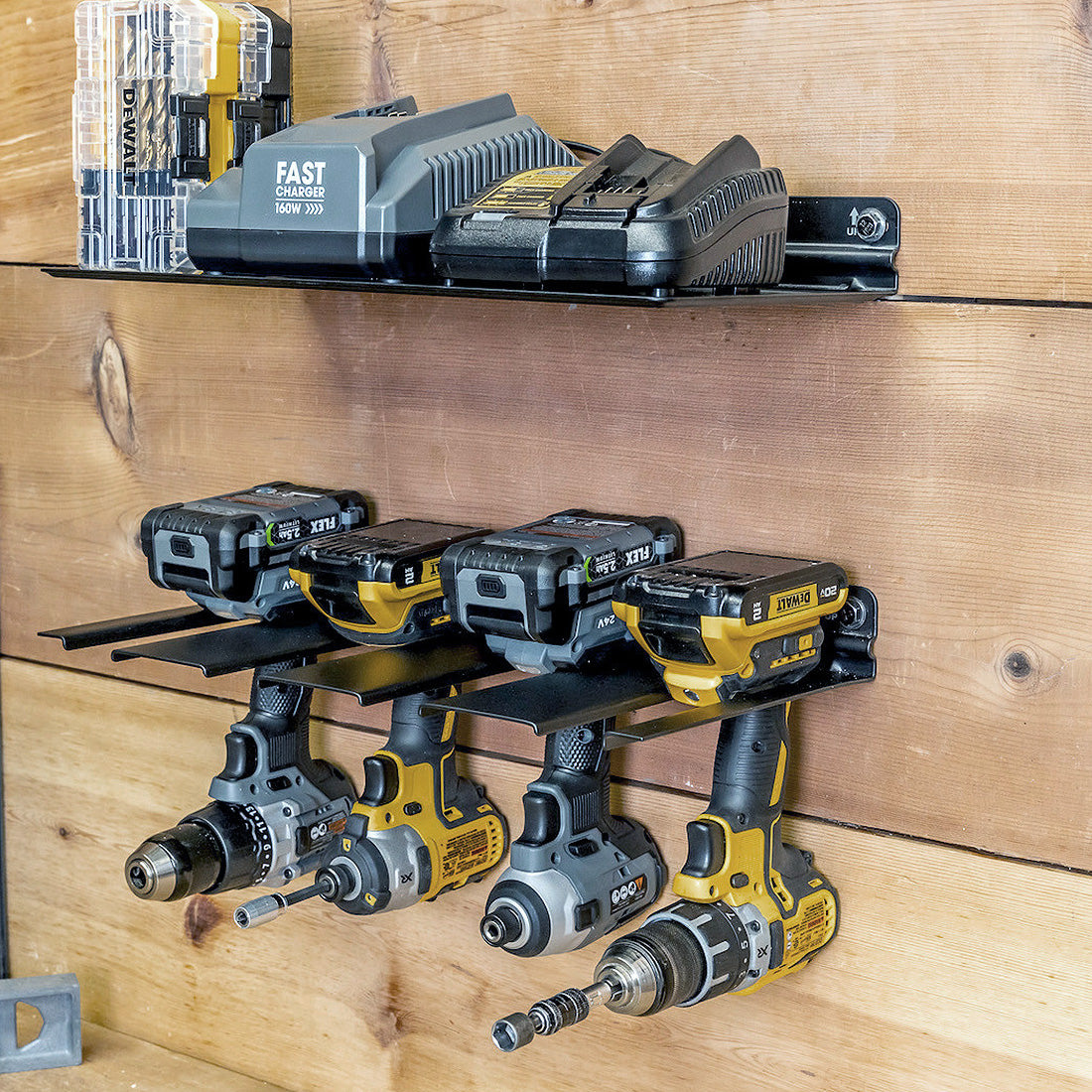 Drill Storage Rack + Shelf | Garage Wall Mount Tool Organizer ...